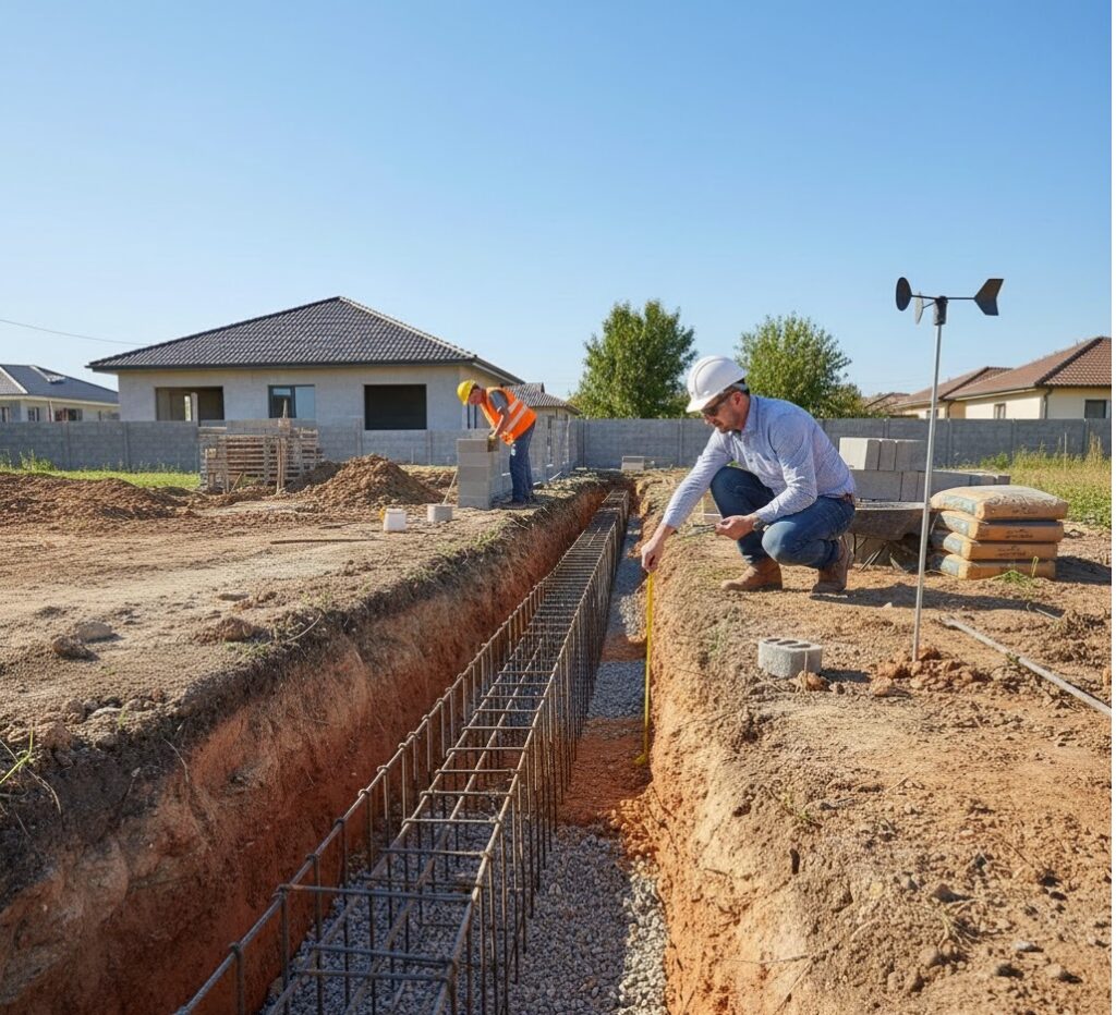 ბლოკის ღობის მშენებლობა: საძირკვლის დაარმატურება და ზომების კონტროლი ინჟინრის მიერ