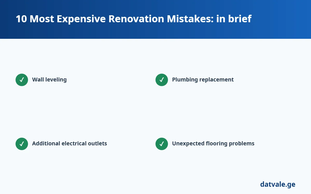 10 Most Expensive Renovation Mistakes — quick summary list