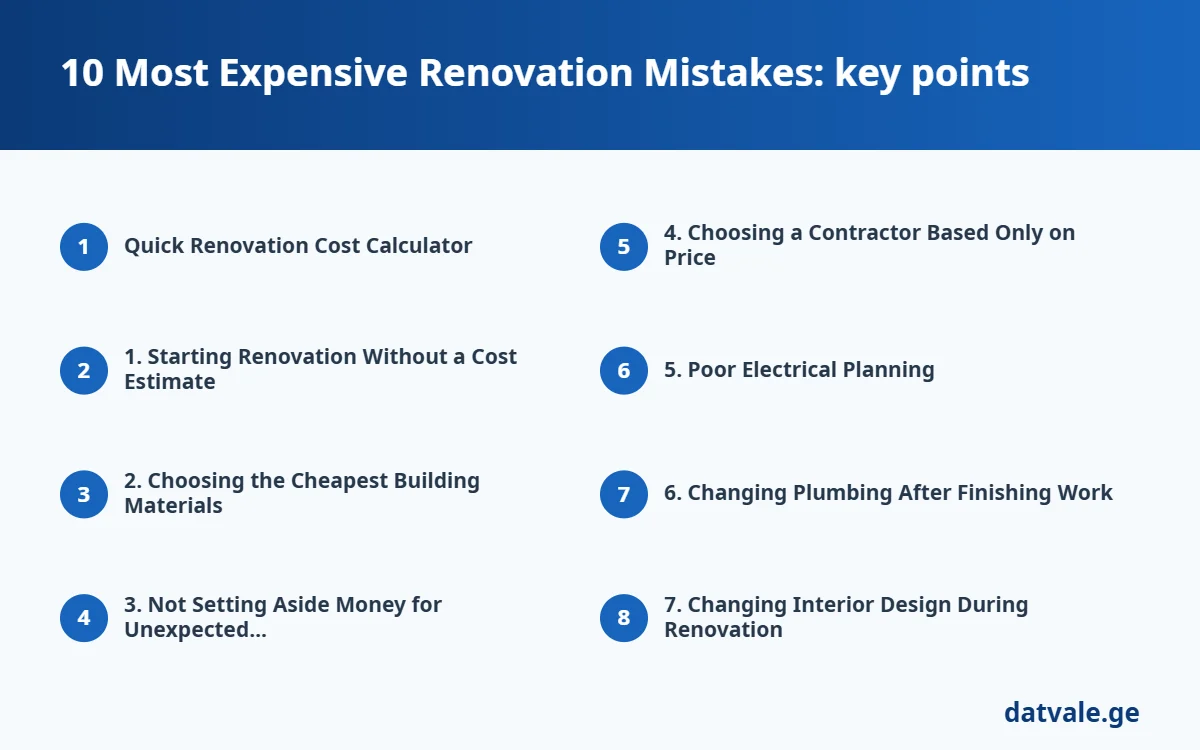 10 Most Expensive Renovation Mistakes — key points of the article