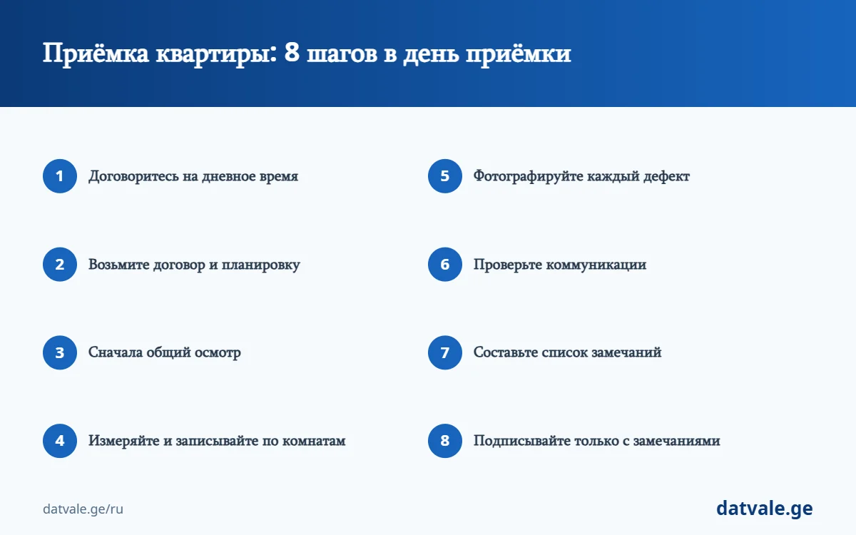 Приёмка квартиры в чёрном каркасе шаг за шагом — 8 этапов