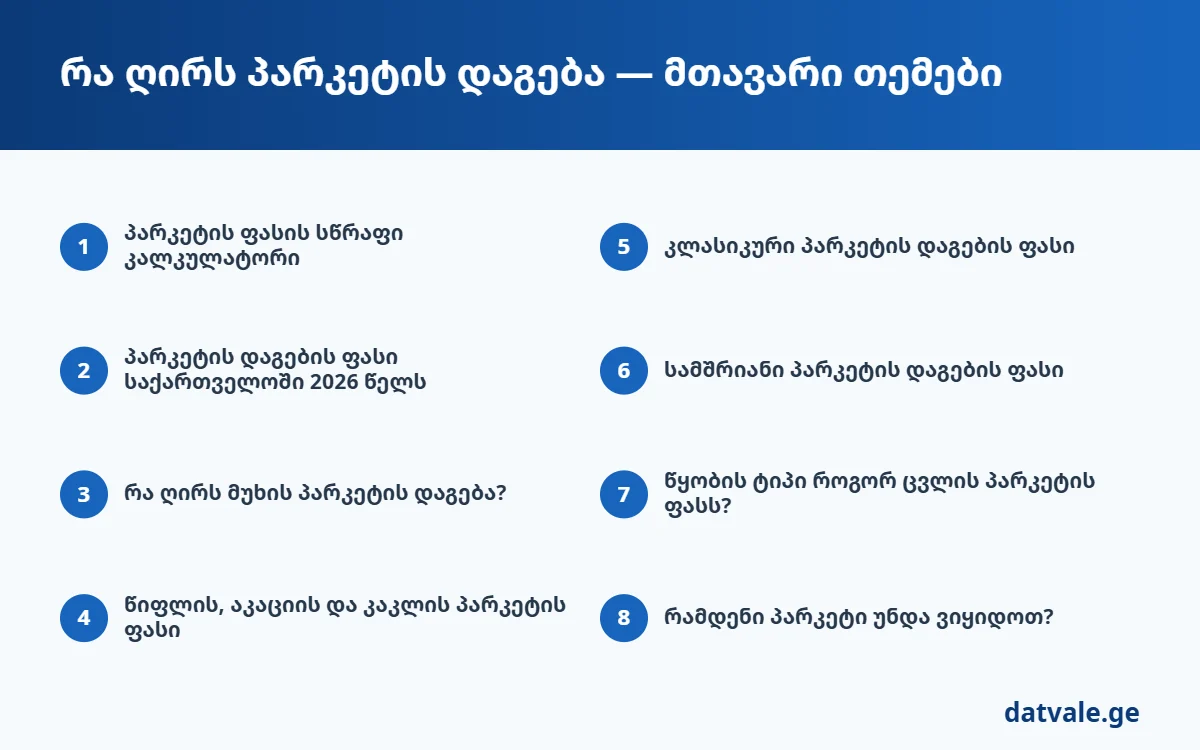 რა ღირს პარკეტის დაგება — სტატიის მთავარი თემები